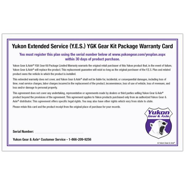 Yukon Extended Service Plan for Yukon Gear Kits