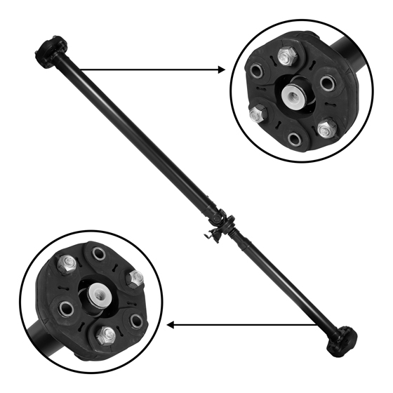 2 Piece Rear Driveshaft, '04-'09 Cadillac SRX 3.6L RWD, 64.5" Flange to Flange